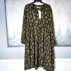 Vasna Viscose Tiered Animal Print Dress Made in Italy Size-XL